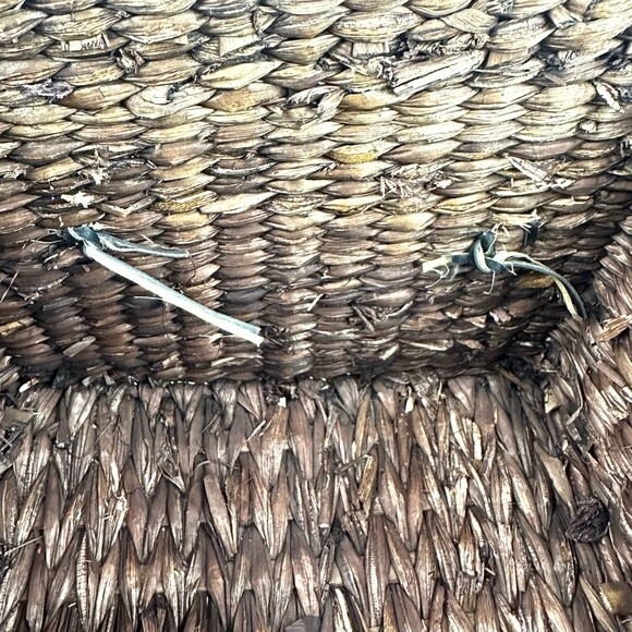 Square Brown Wicker Basket with Leather Handles 10.5” x 8.5” - Picture 7 of 9